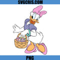 Daisy Duck Bunny Ears Holding Easter Egg Basket PNG, Daisy Duck Easter PNG