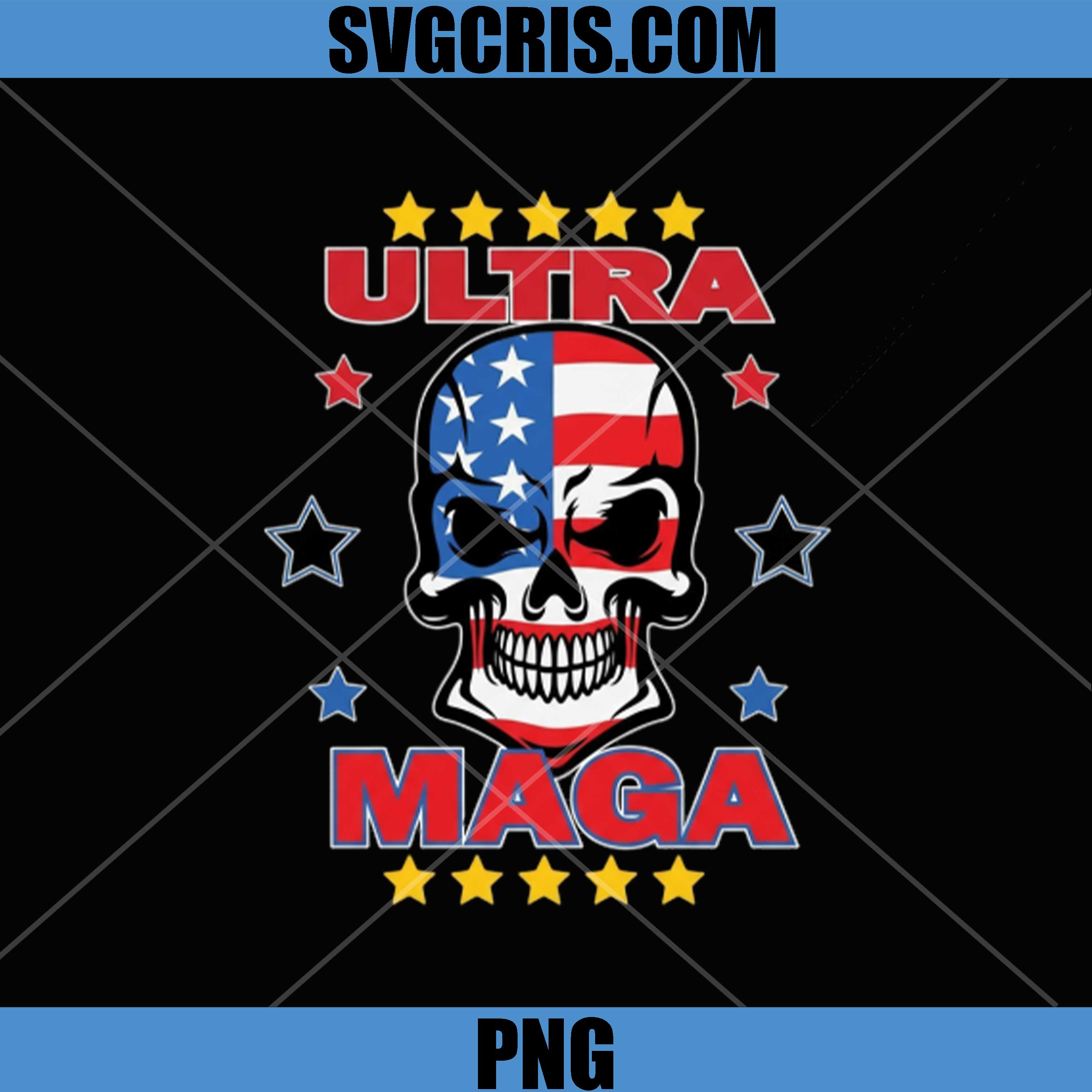 Ultra Maga PNG, American Flag Skull Patriotic Design PNG, Maga USA Skull PNG