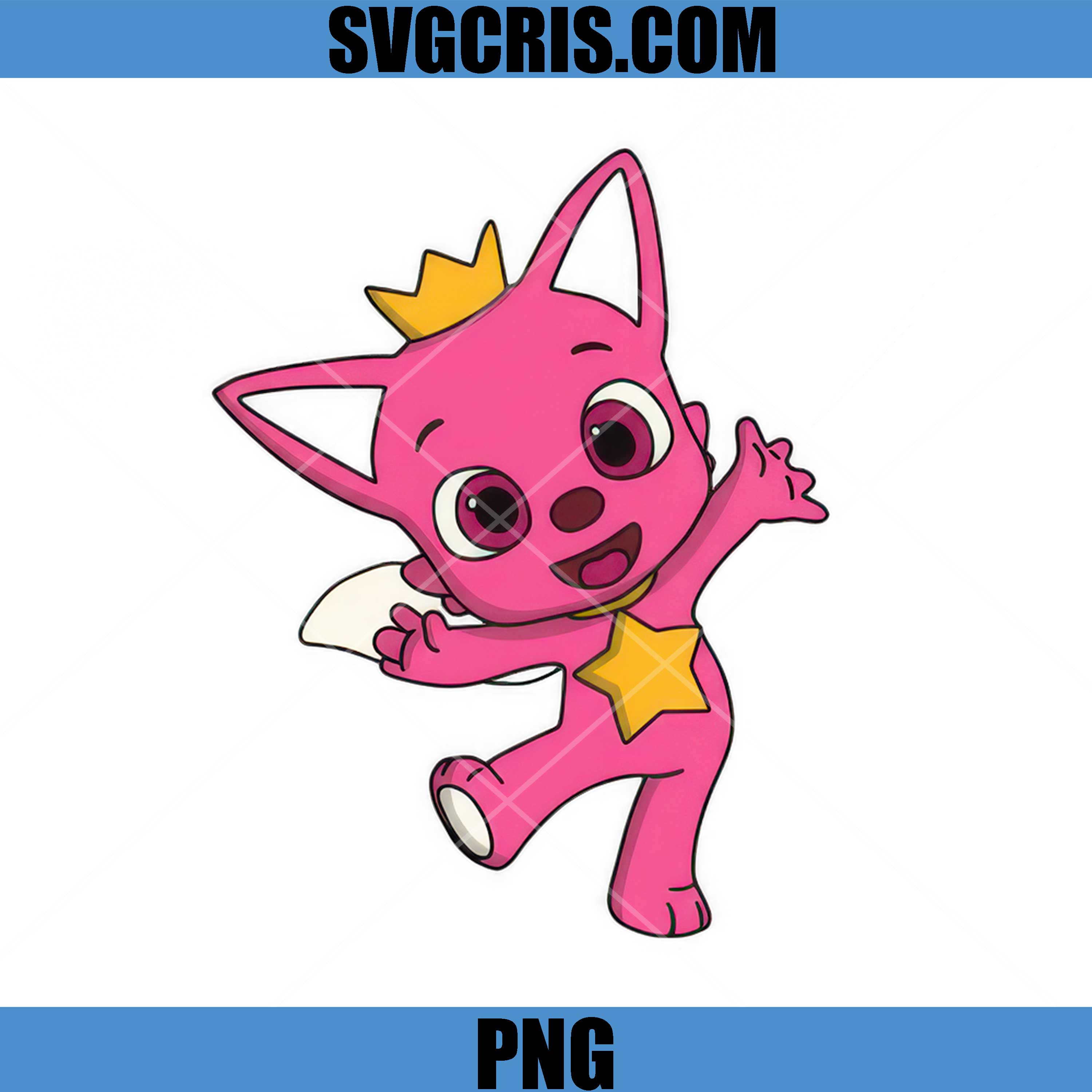 Pink Fox Cartoon Crown Star PNG, Cute Character PNG