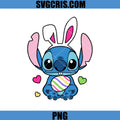 Stitch Bunny Easter PNG, Cute Stitch Egg Hearts PNG