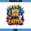 Happy Easter Cartoon Sponge Character PNG, Cute Bunny Eggs Easter PNG