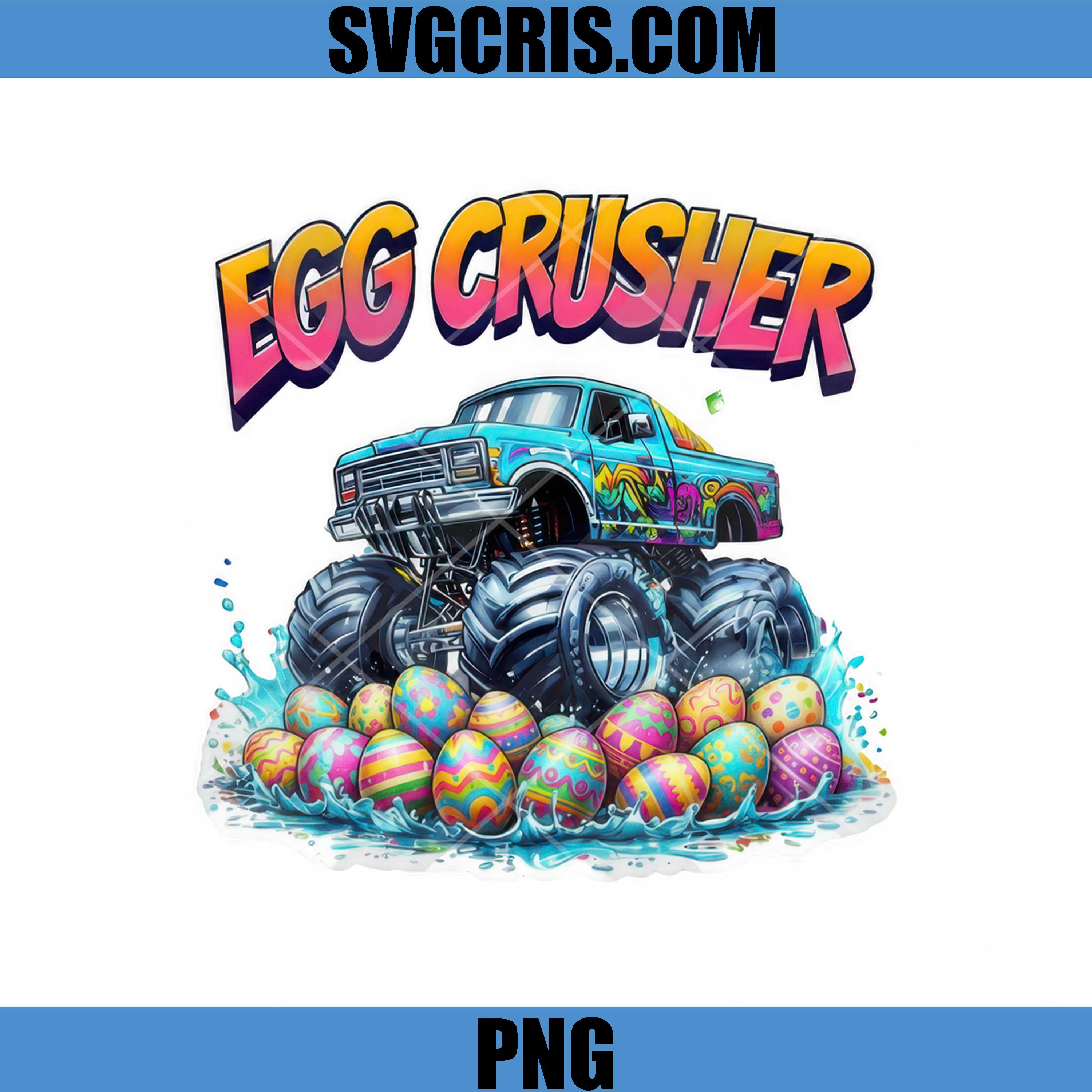 Easter Egg Crusher Truck Bunny PNG, Monster Truck Easter PNG