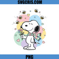 Snoopy With Flower And Bees Cute PNG, Snoopy Dog Love Design PNG