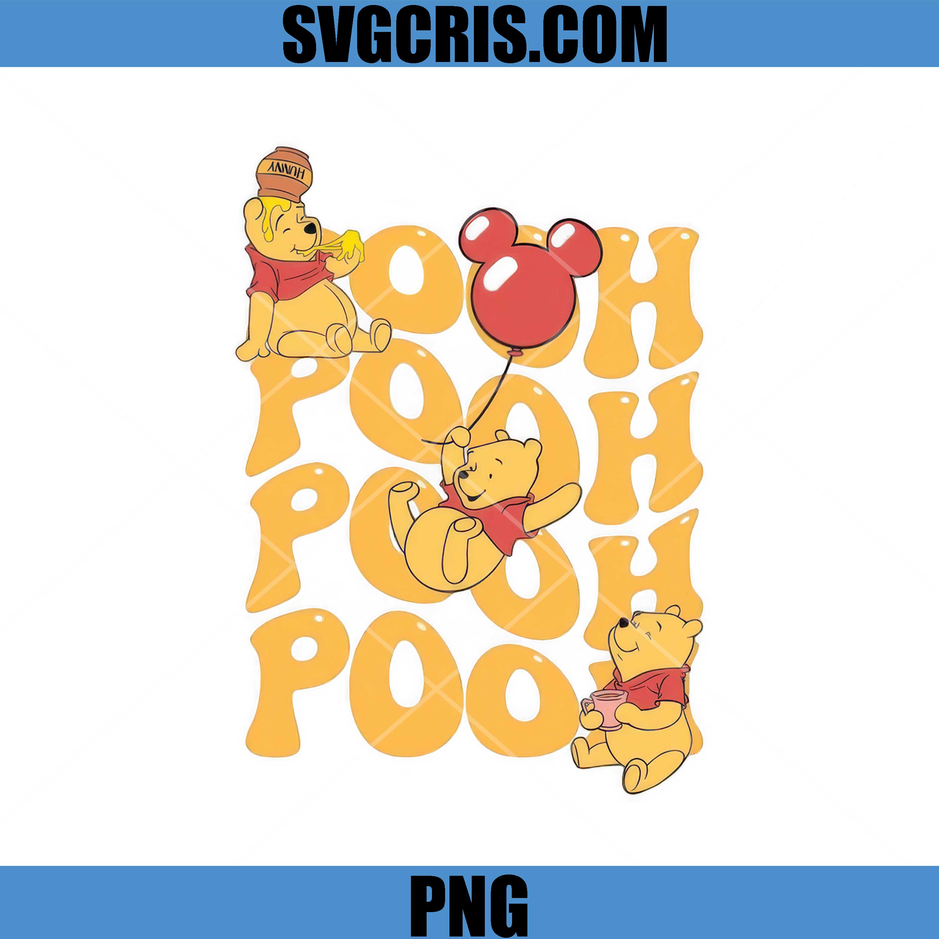 Winnie Pooh Honey Cute Bear PNG, Pooh Balloon Funny Art PNG