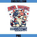 Red White And Meow Cat PNG, Patriotic USA Cat With Flag Glasses PNG