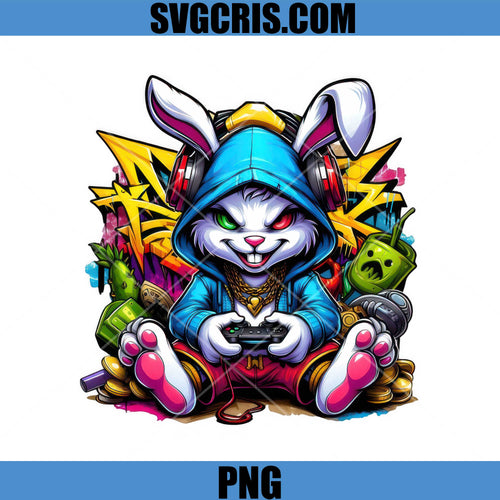 Cool Gamer Bunny With Controller PNG, Urban Bunny Style PNG