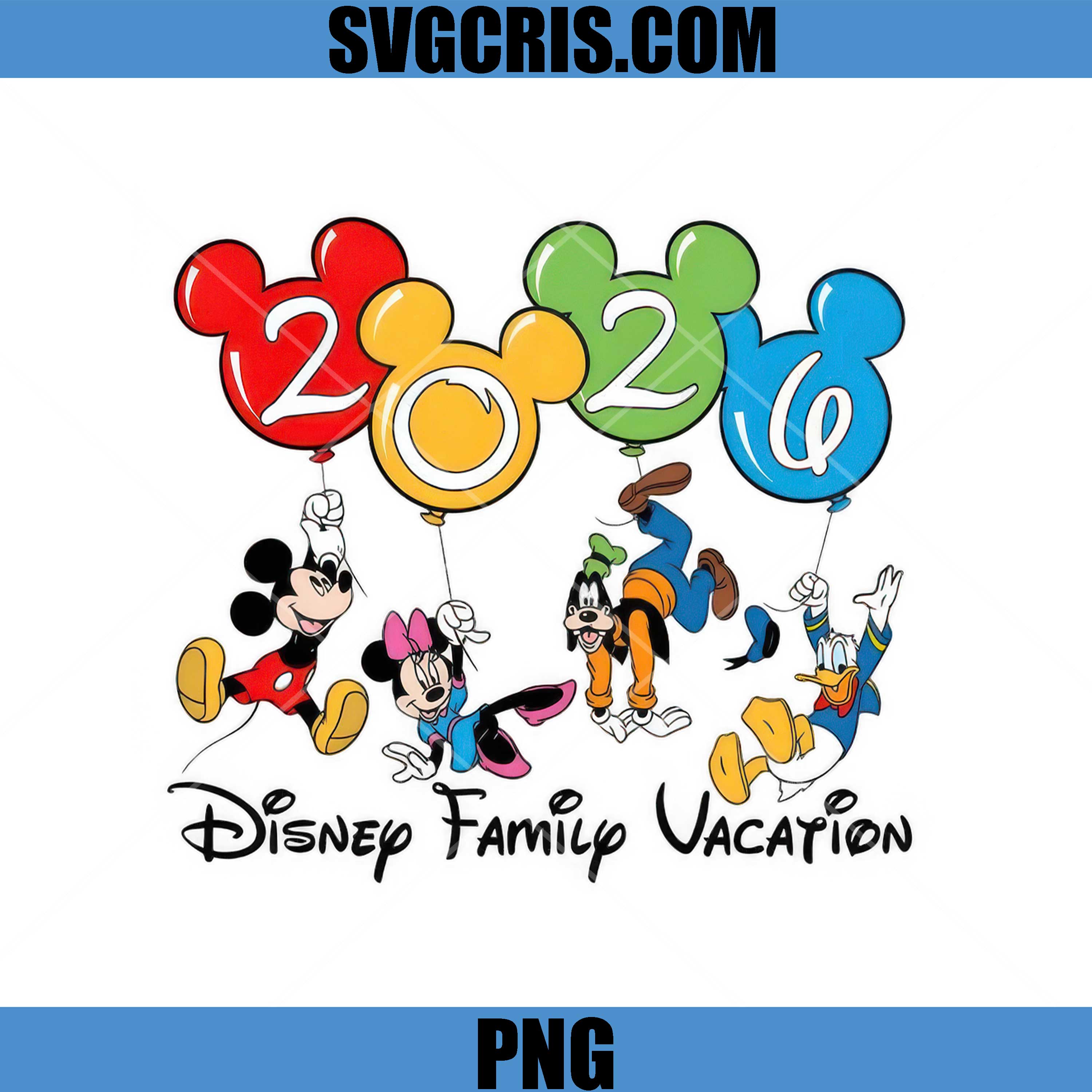 Mickey Minnie Goofy Donald 2026 Balloons PNG, Disney Family Vacation PNG
