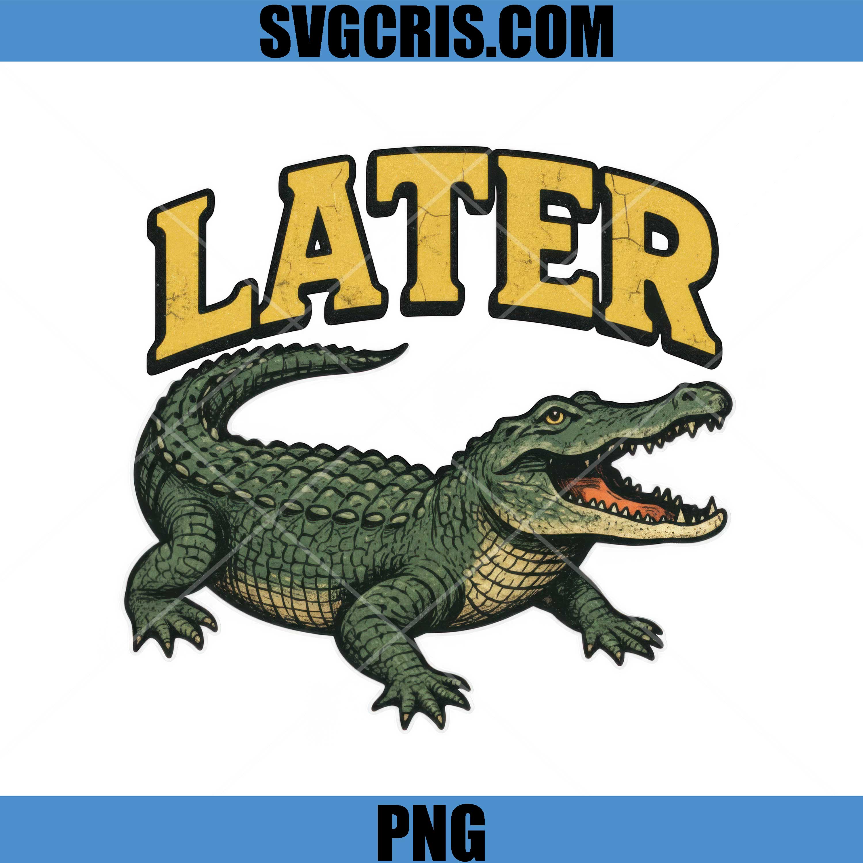 Later Alligator Retro Design PNG, Crocodile Illustration PNG