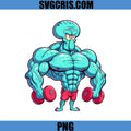 Squidward Lifting Weights Bodybuilder Art PNG, Squidward Gym Humor PNG