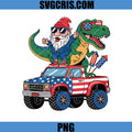 USA Flag Pickup With Gnome And T Rex PNG, 4Th Of July Gnome And T Rex PNG