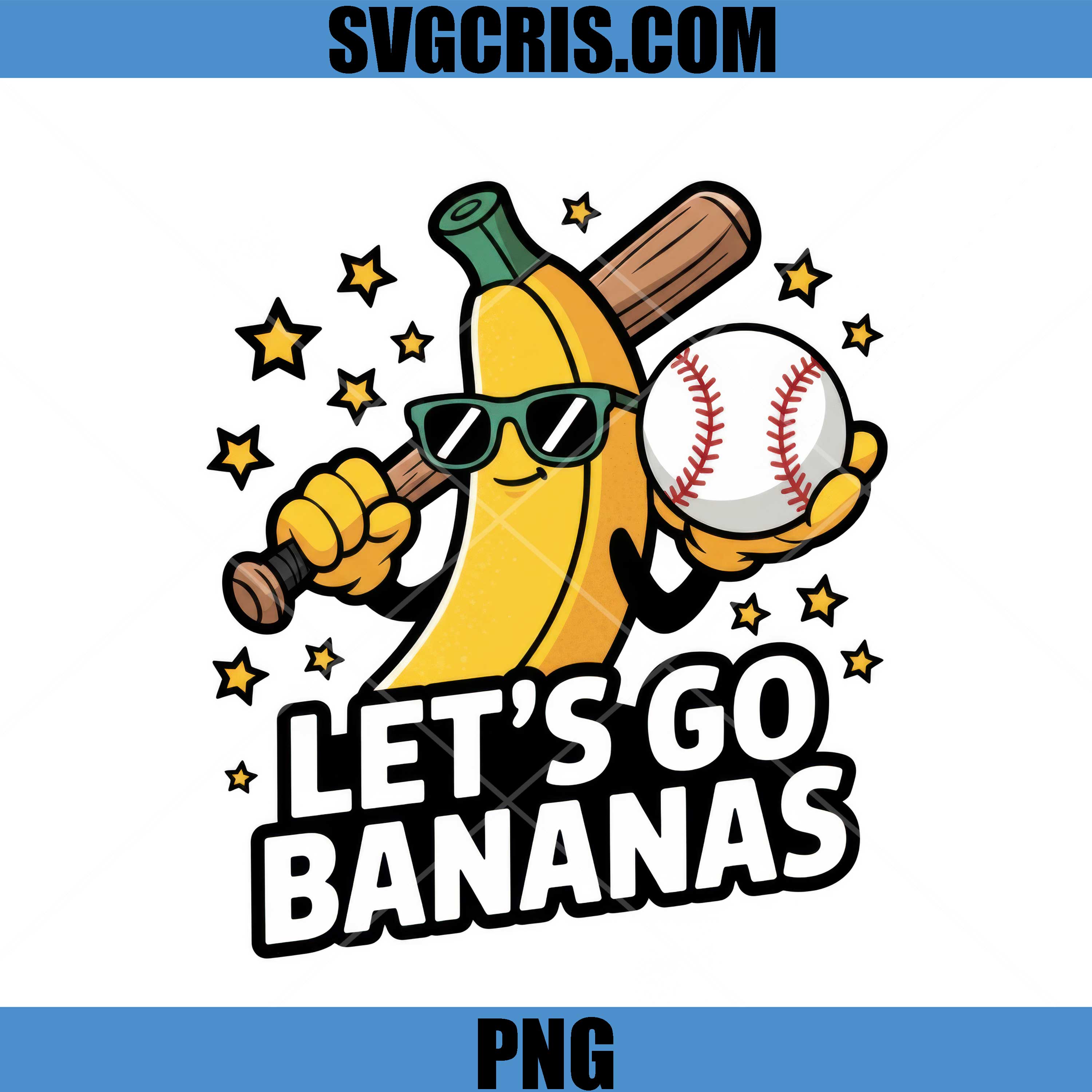 Lets Go Bananas PNG, Baseball Banana Cartoon PNG, Funny Banana PNG