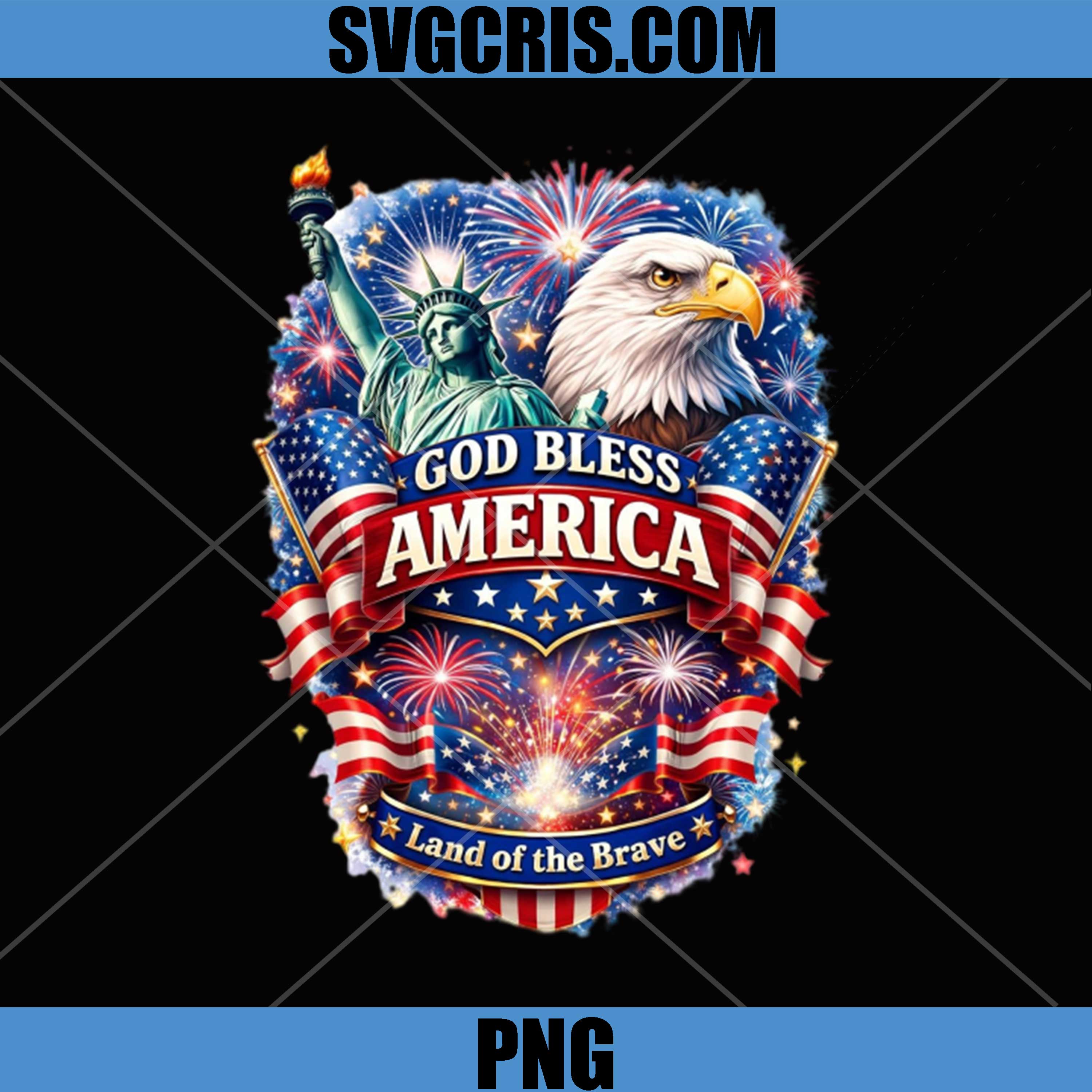 God Bless America Patriotic PNG, Eagle Statue Fireworks USA Design PNG
