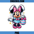 Minnie Mouse Easter Bunny Ears Holding Egg PNG, Cute Minnie Easter PNG