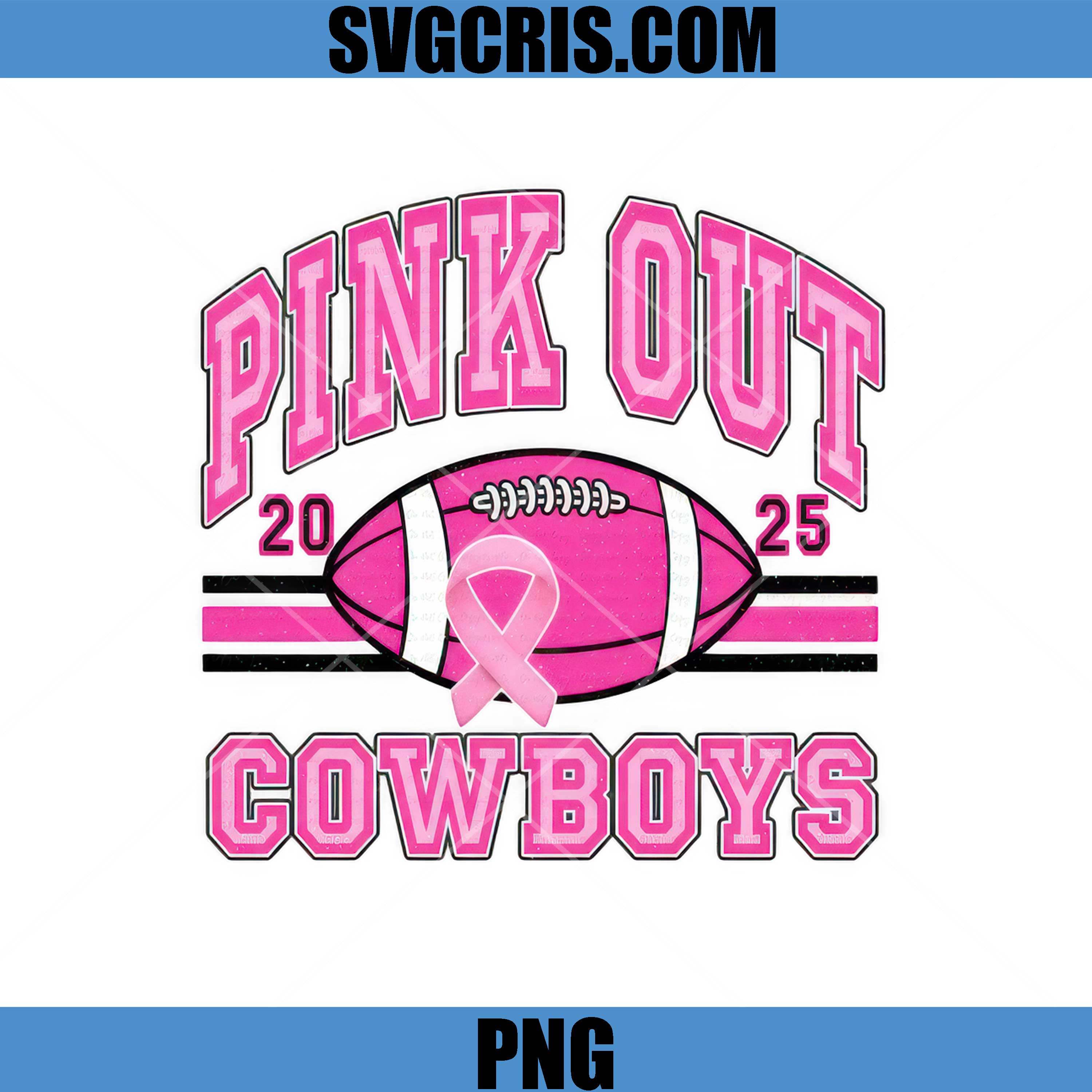 Pink Out Cowboys PNG, Breast Cancer Football PNG