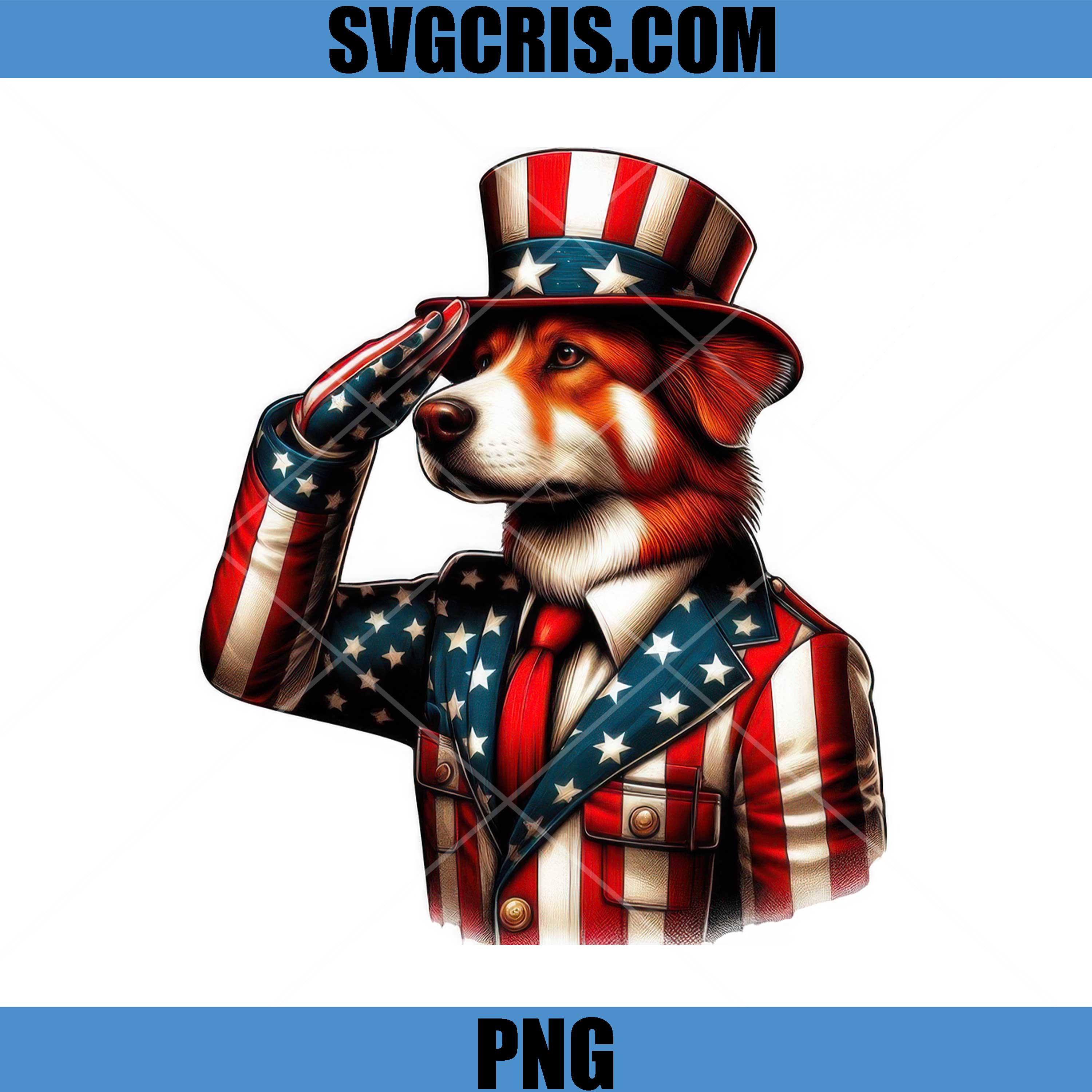USA Dog Saluting Uncle Sam PNG, Patriotic Pet 4th July PNG