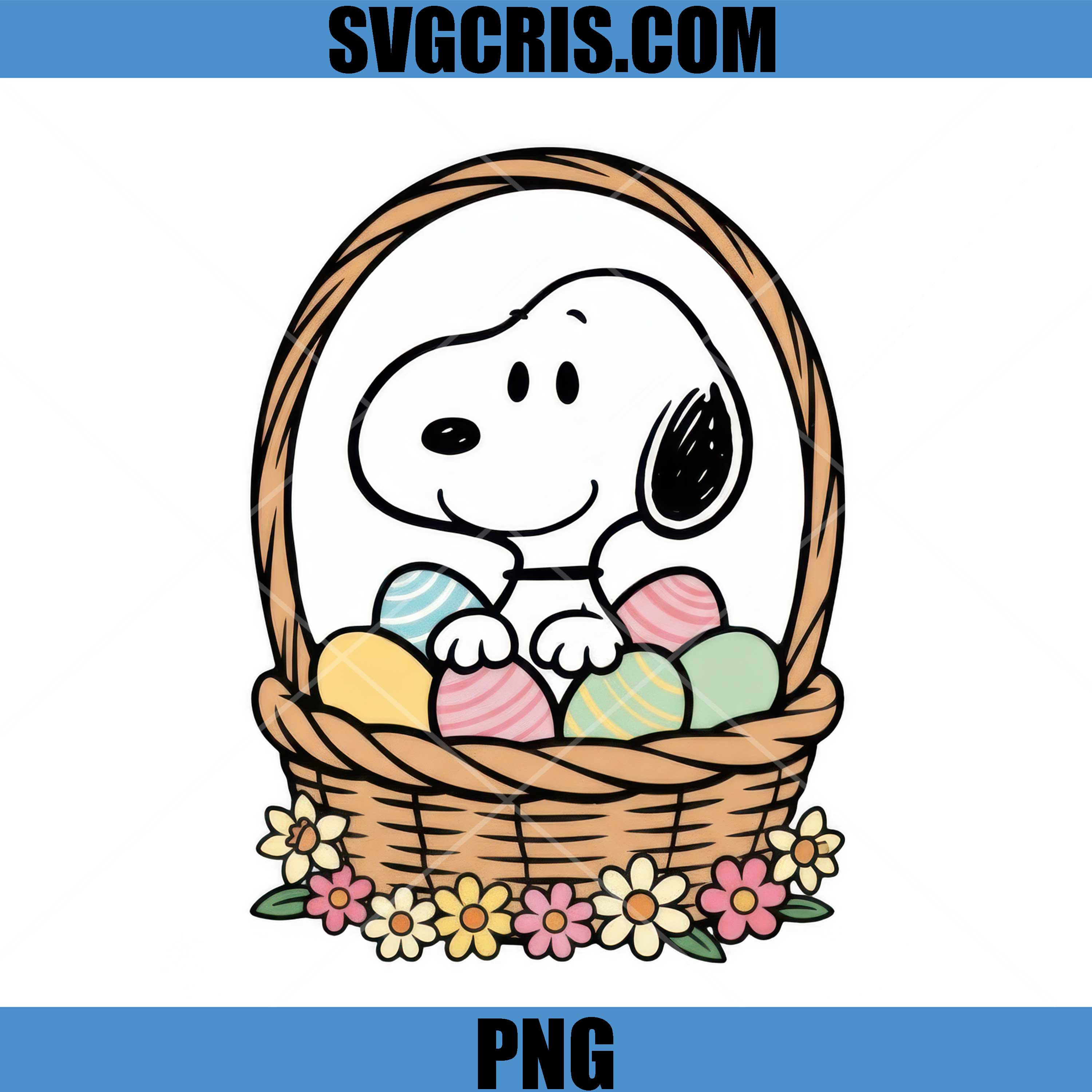 Snoopy Bunny Ears PNG, Happy Easter Eggs Art PNG