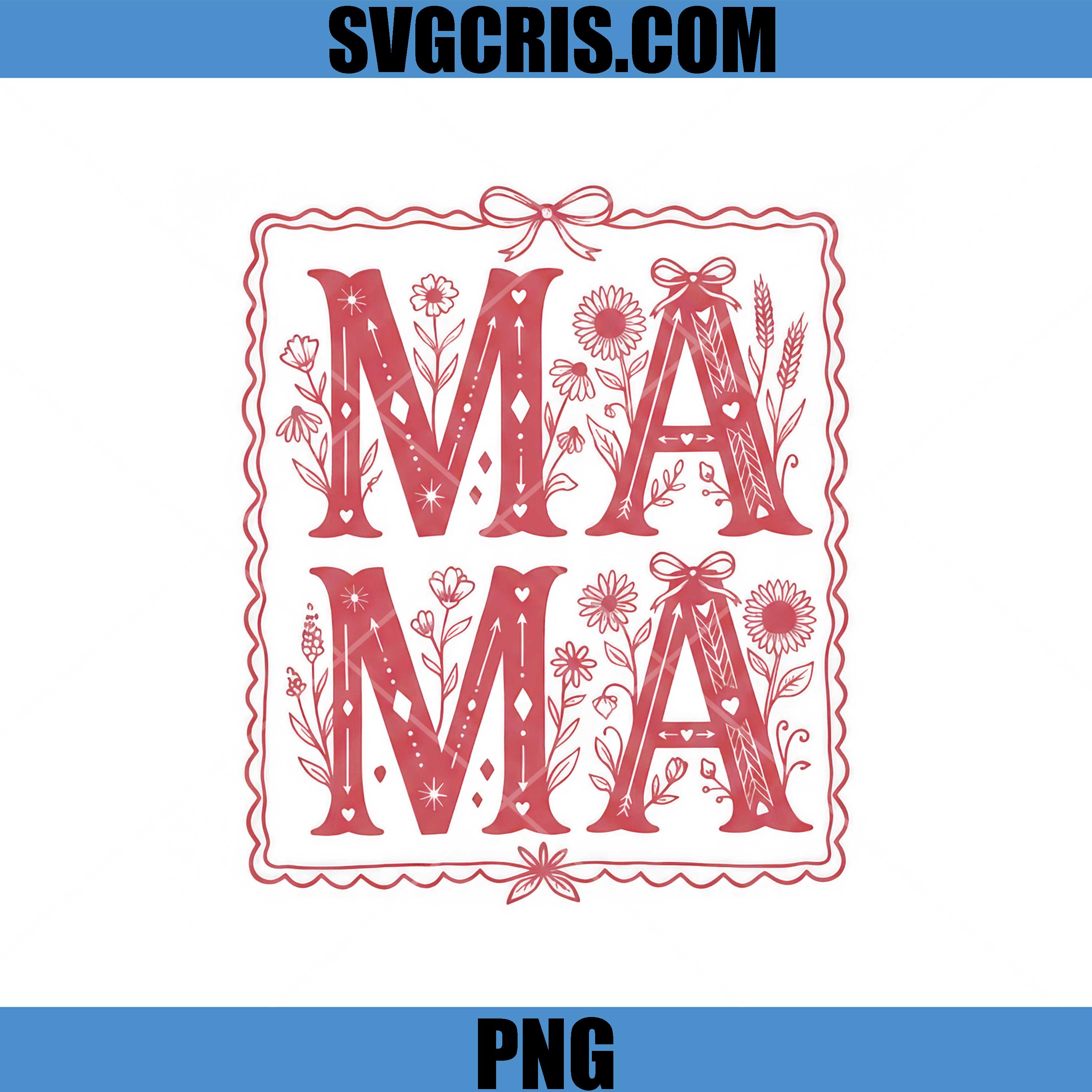 Floral Mama Typography PNG, Cute Mother's Day Quote PNG