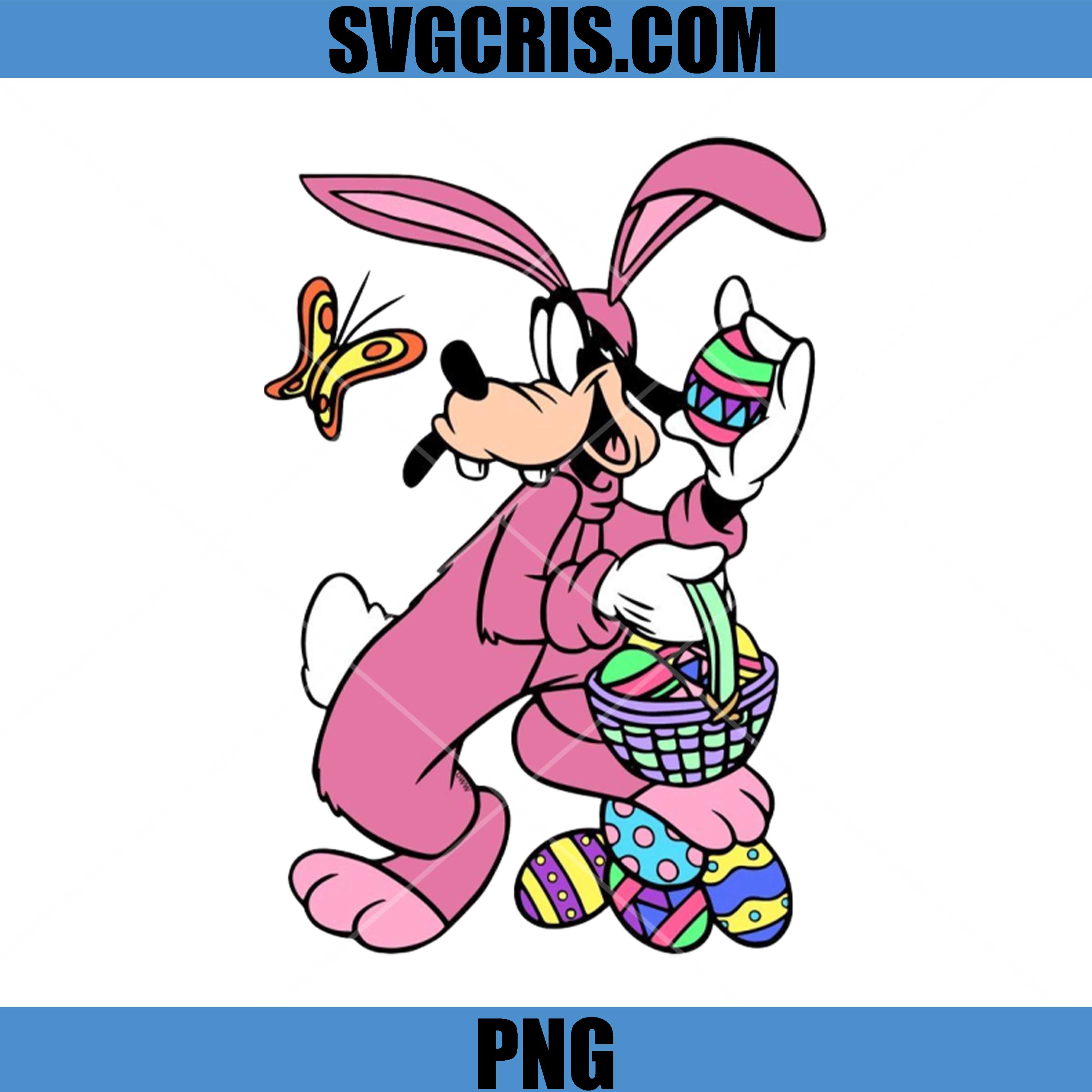 Easter Disney Bunny Cartoon PNG, Cute Bunny Holding Eggs Easter Design PNG