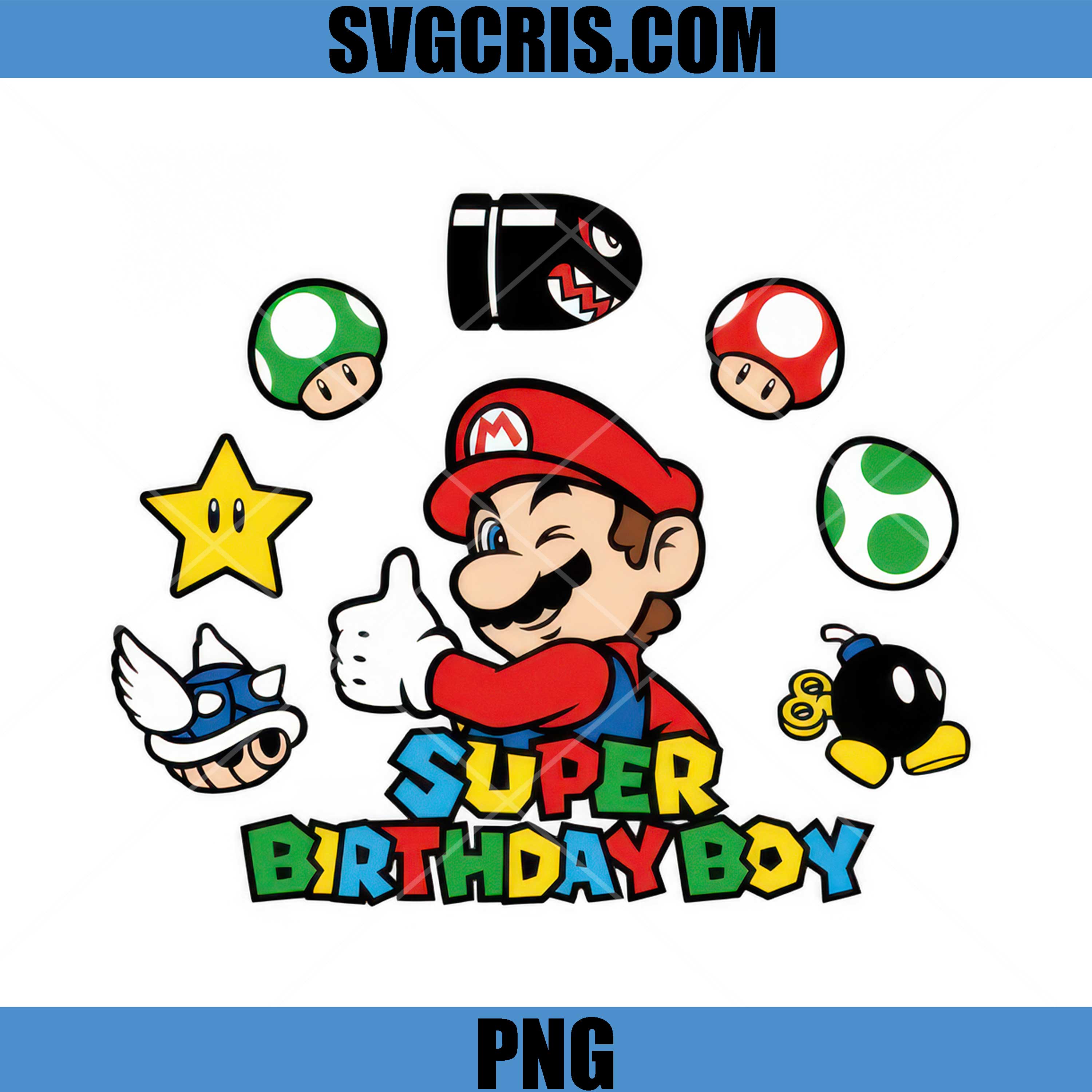 Super Birthday Boy PNG, Mario Cartoon Party PNG