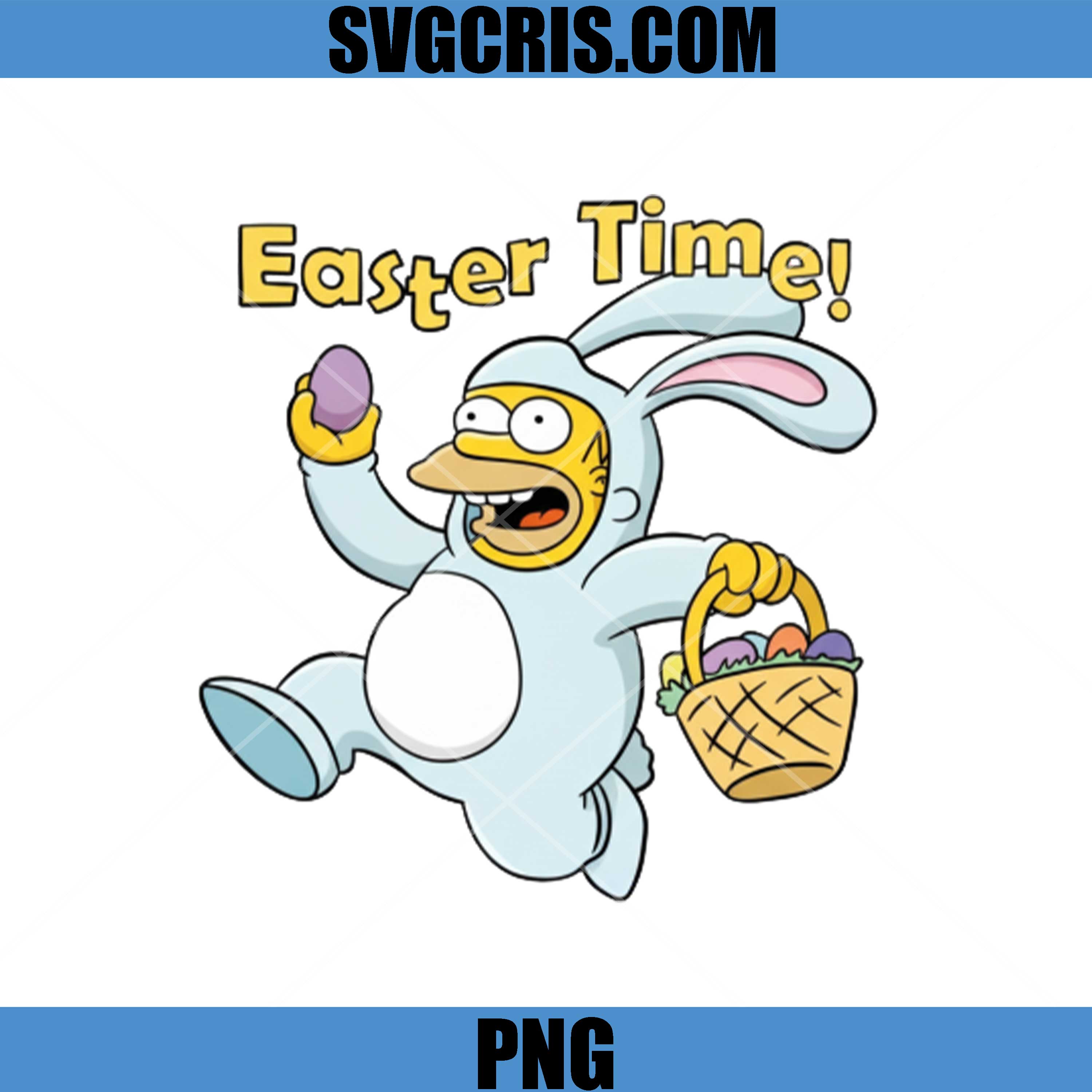 Homer Simpson Easter Bunny With Eggs Basket PNG, Easter Time Homer PNG