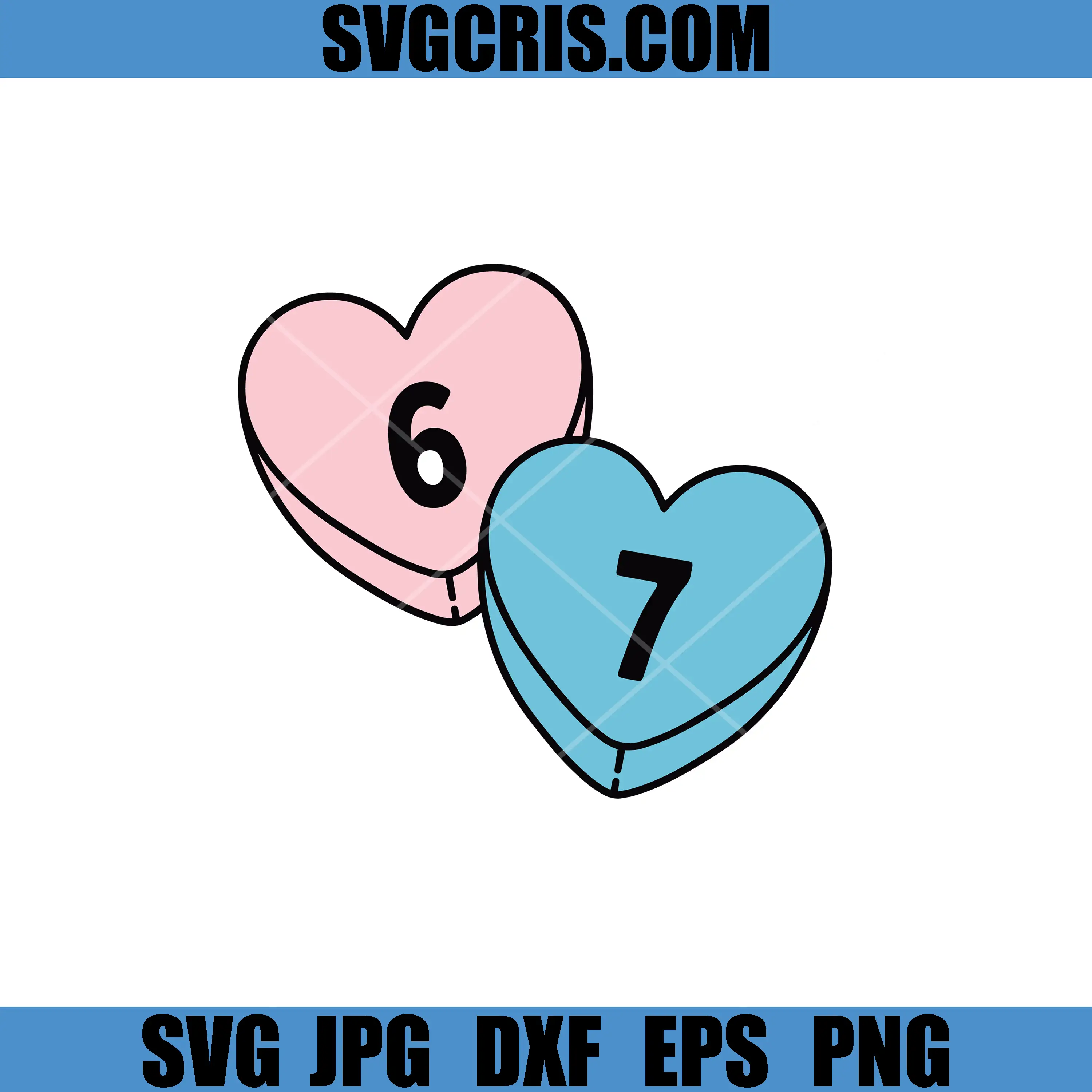 Cute Heart Numbers 6 And 7 SVG, Couple Love Anniversary Design SVG