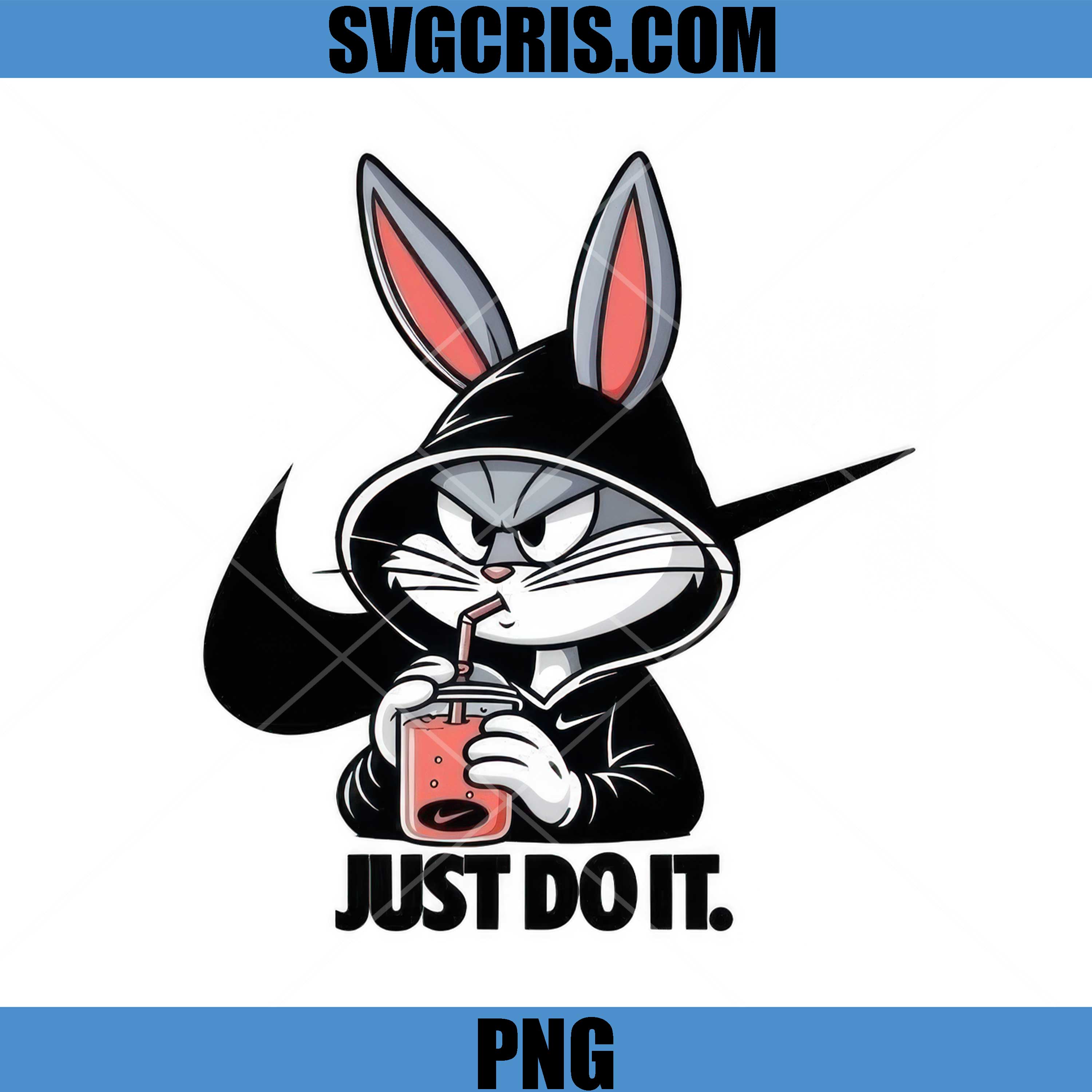 Cool Bunny In Nike Drinking Juice PNG, Street Style Cartoon Bunny PNG