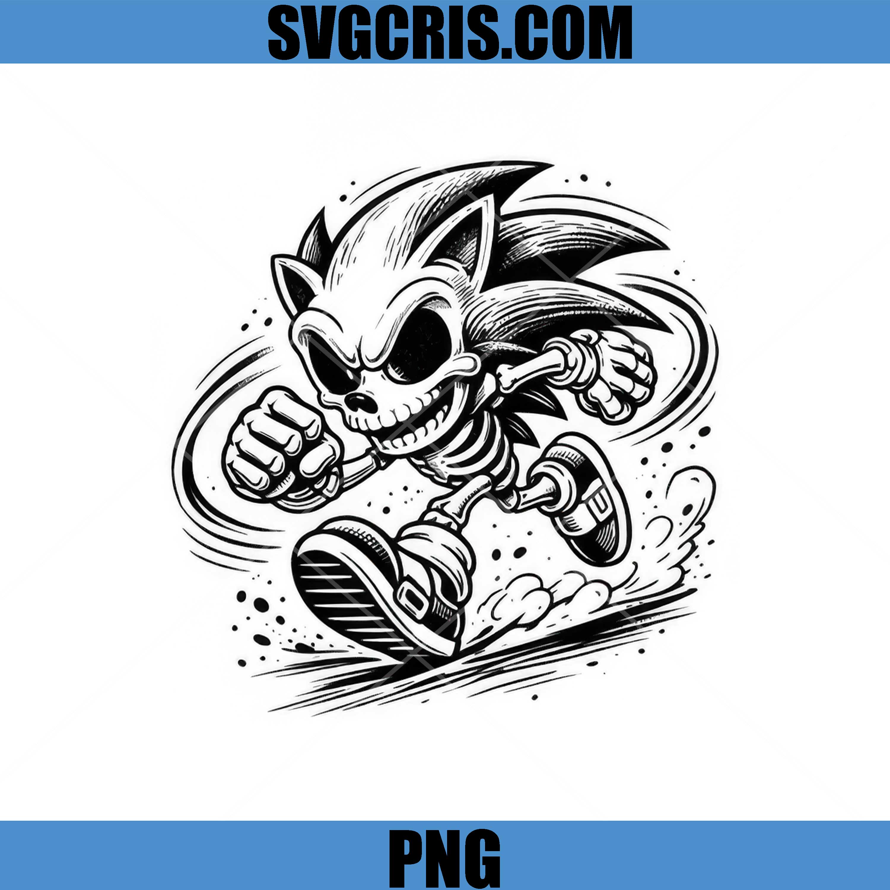 Sonic Skeleton Running Speed PNG, Dark Sonic Skeleton Art PNG