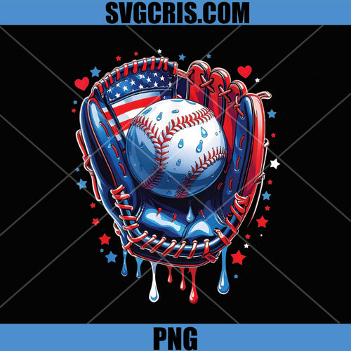 Baseball Glove USA Flag PNG, Patriotic Baseball Design PNG
