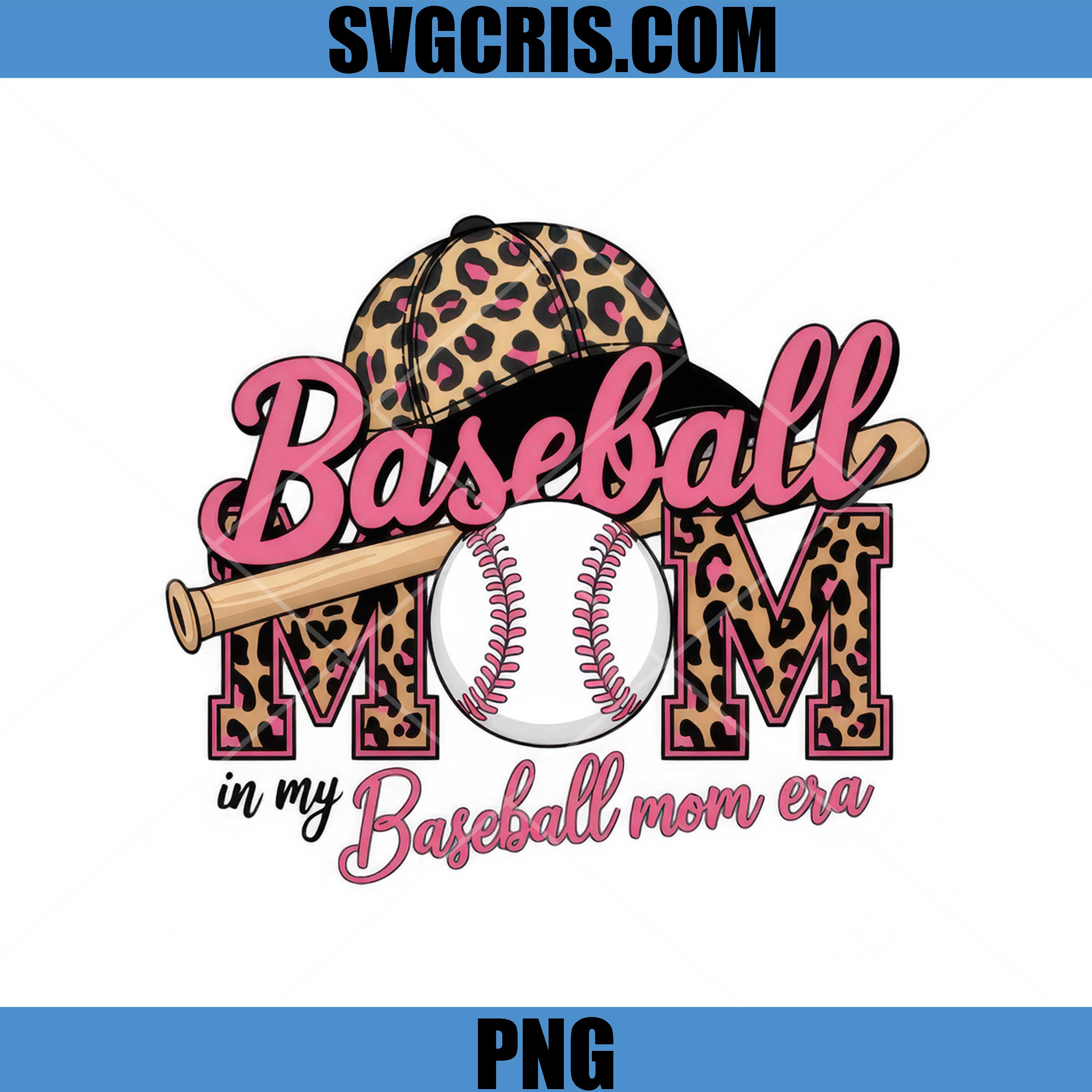 Baseball Mom In My Baseball Mom Era PNG, Leopard Hat Bat Ball PNG
