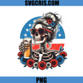 Skull Girl With Beer Glass PNG, USA Flag Floral Skeleton PNG, 4th July PNG