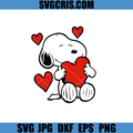 Cute Cartoon Dog Hugging Heart SVG, Valentine Love Puppy Art SVG