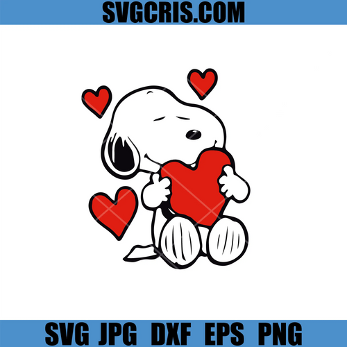 Cute Cartoon Dog Hugging Heart SVG, Valentine Love Puppy Art SVG