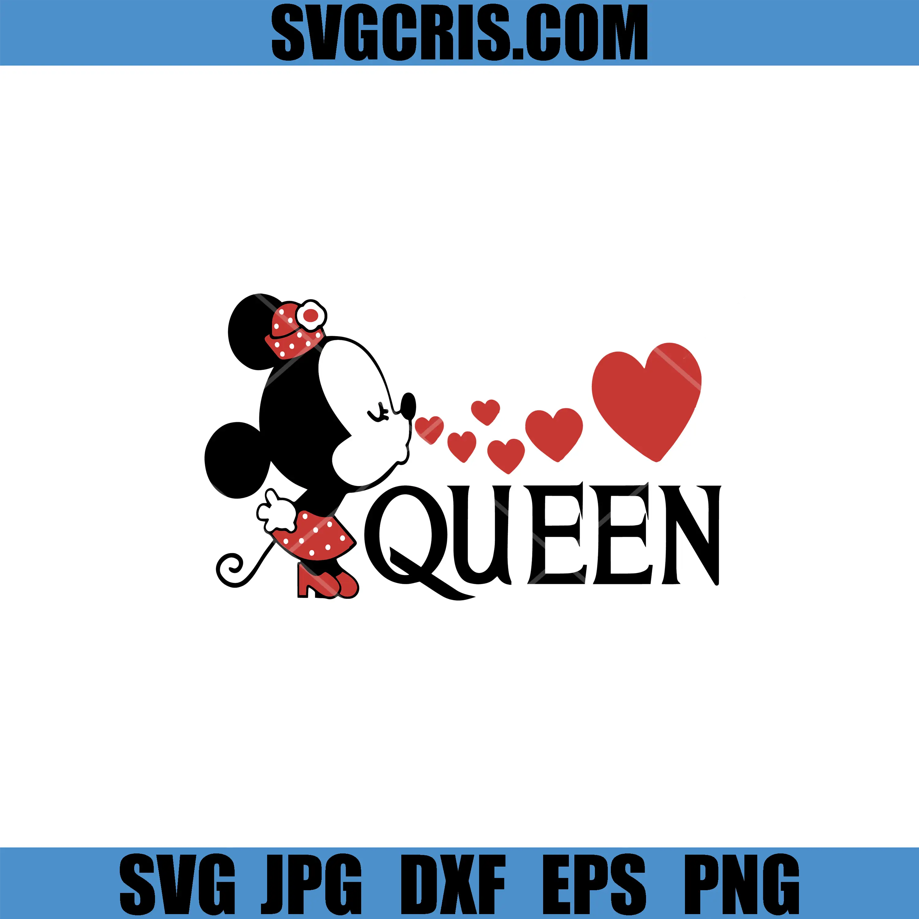 Cute Mouse Minnie Queen SVG, Cartoon Mouse With Hearts Love SVG