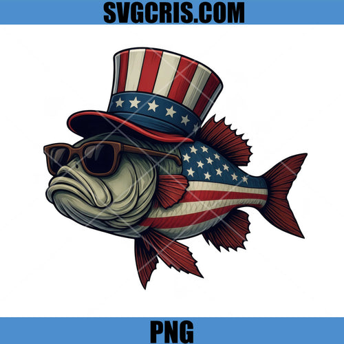 American Flag Fish Wearing Hat PNG, American Flag Fish PNG