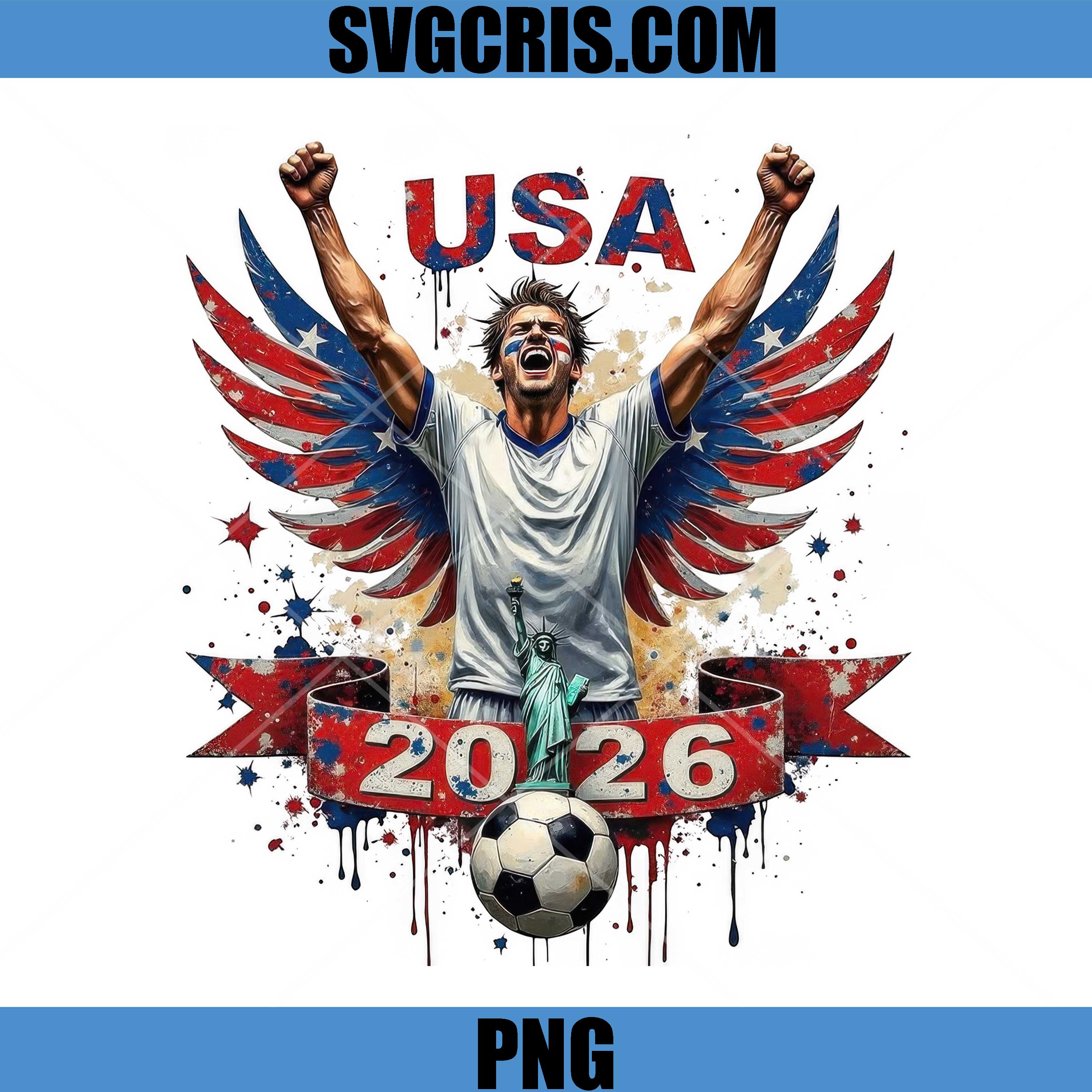 USA Soccer Champion 2026 PNG, Patriotic Football Player PNG