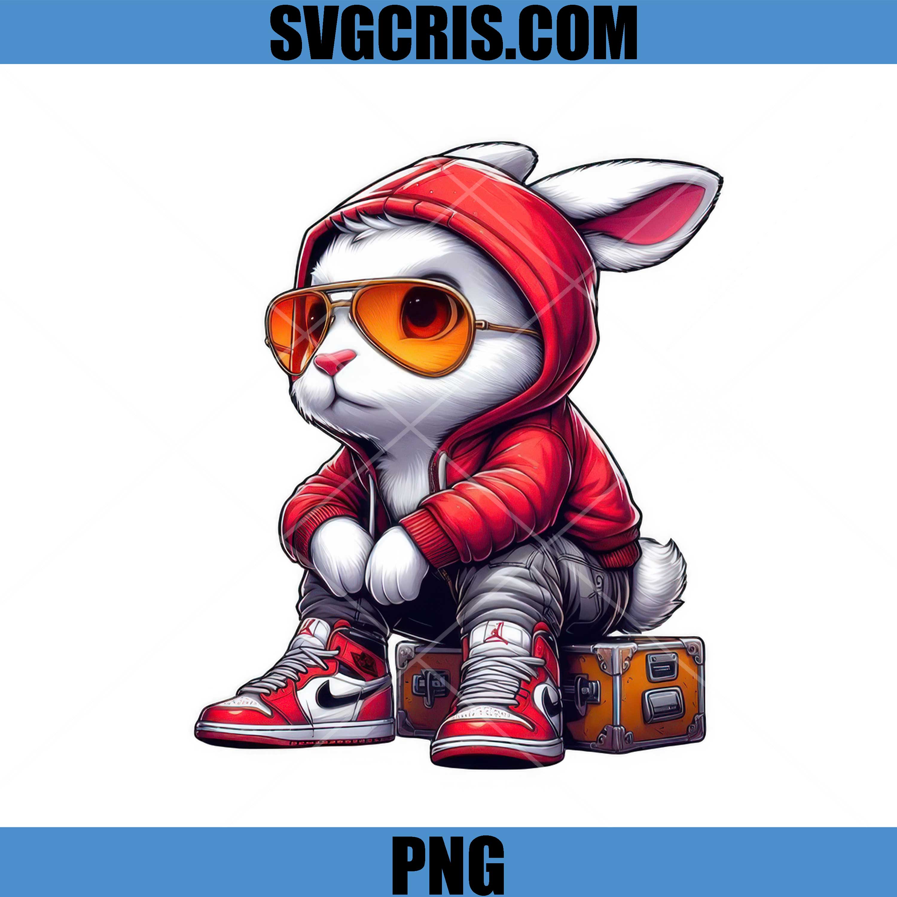 Hip Hop Bunny Red Sunglasses PNG, Urban Rabbit Style PNG