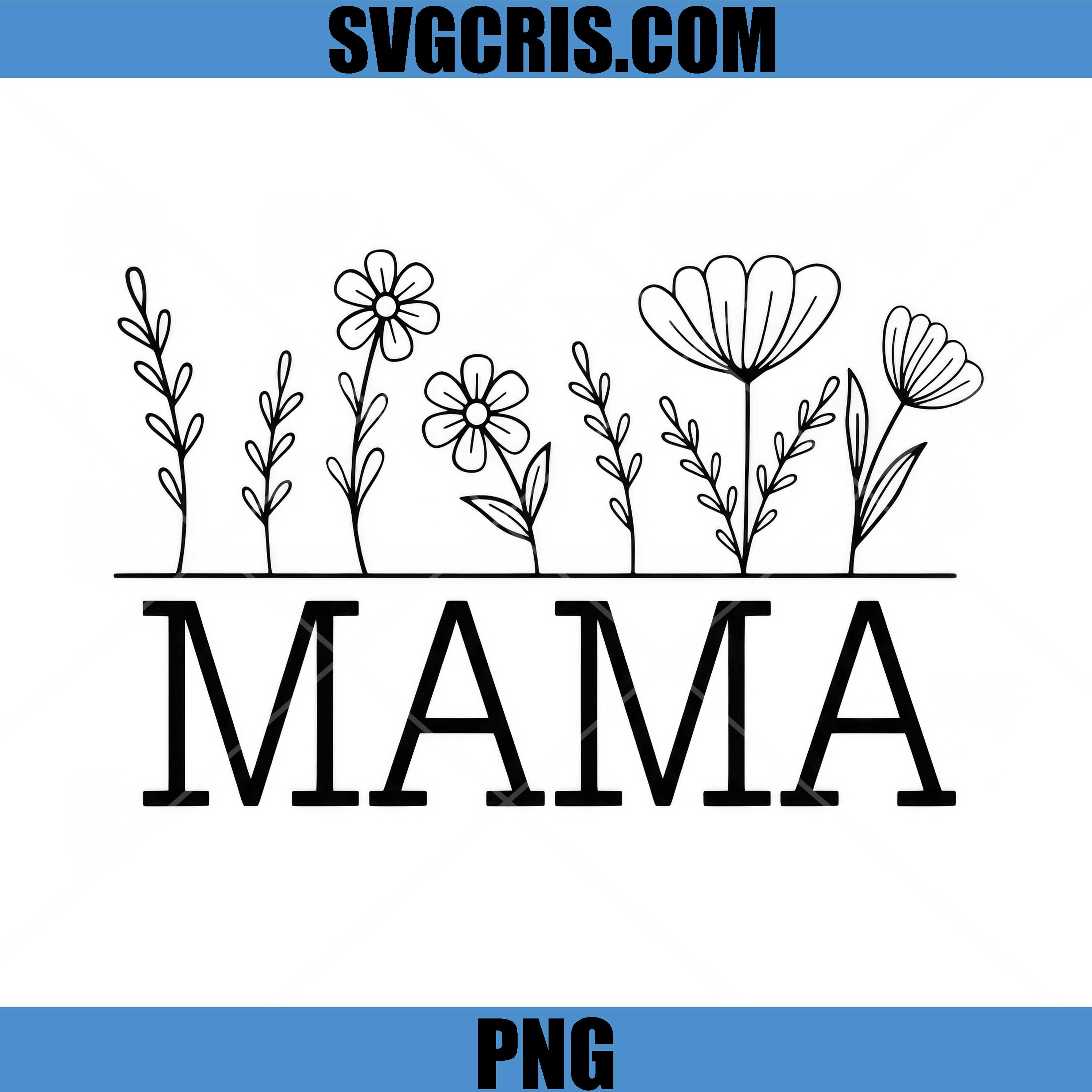 Mama With Wildflower Outline PNG, Minimal Mom PNG, Mothers Day PNG