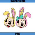 Mickey Minnie Easter Bunny Ears Cute PNG, Easter Mickey Minnie Cartoon Duo PNG