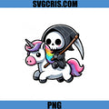 Cute Grim Reaper Riding Unicorn PNG, Funny Grim Reaper PNG
