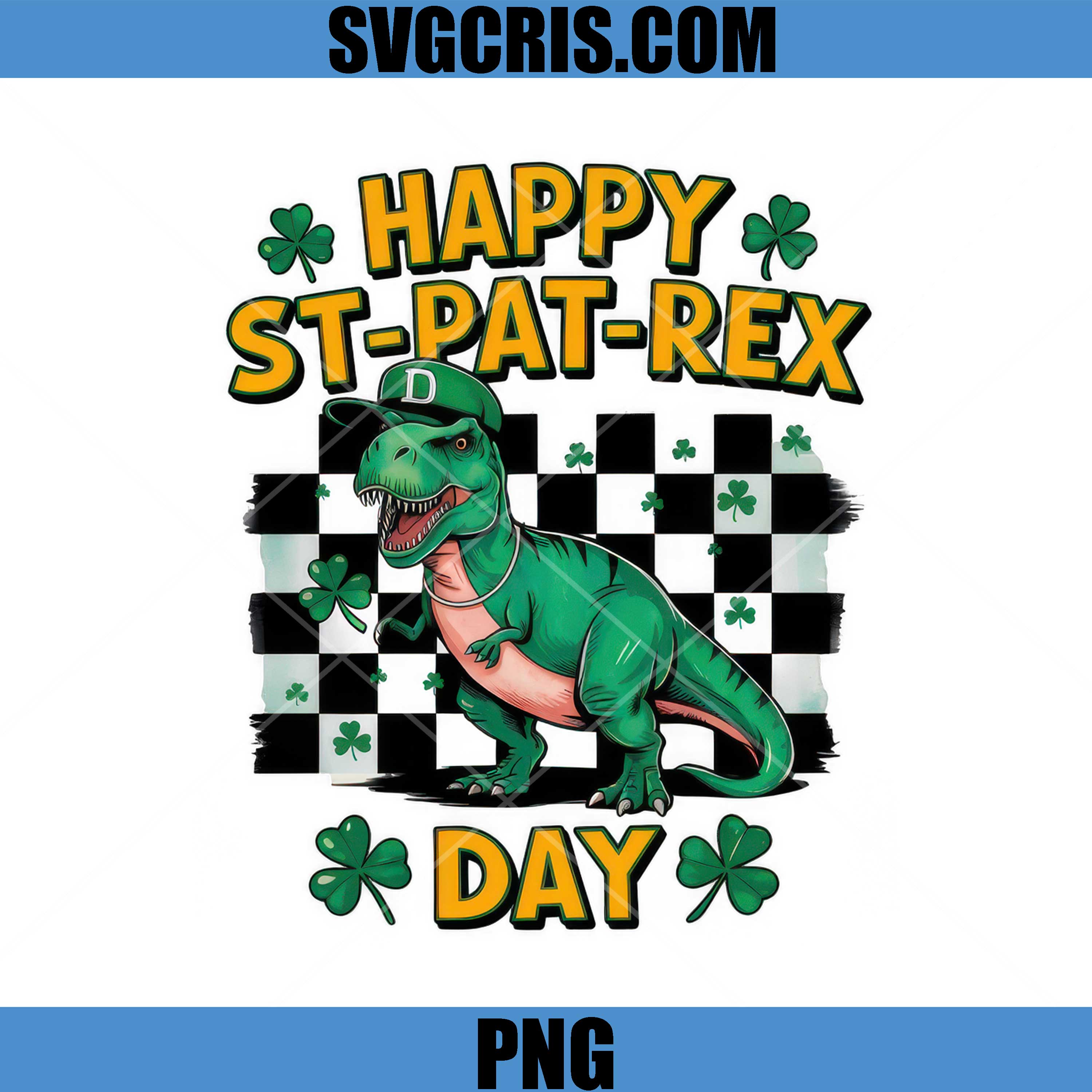 Happy St Pat Rex Day Dinosaur PNG, St Patrick T Rex Clover PNG