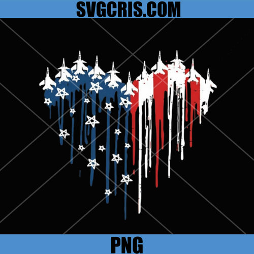 American Fighter Jet Flag Heart PNG, Patriotic USA Air Force PNG
