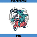 Cool Shark Riding Scooter PNG, Cool Shark Cartoon PNG