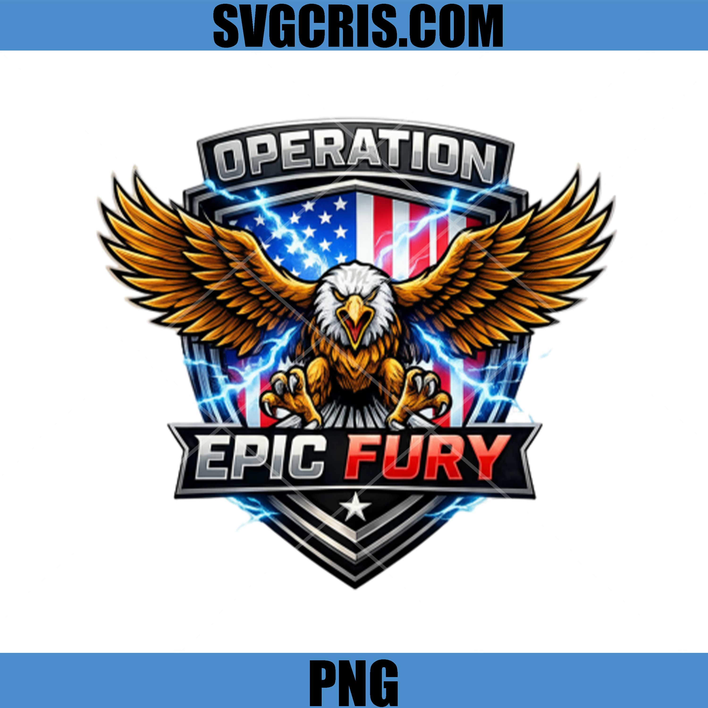 Operation Epic Fury Eagle PNG, Patriotic USA Eagle Shield Design PNG