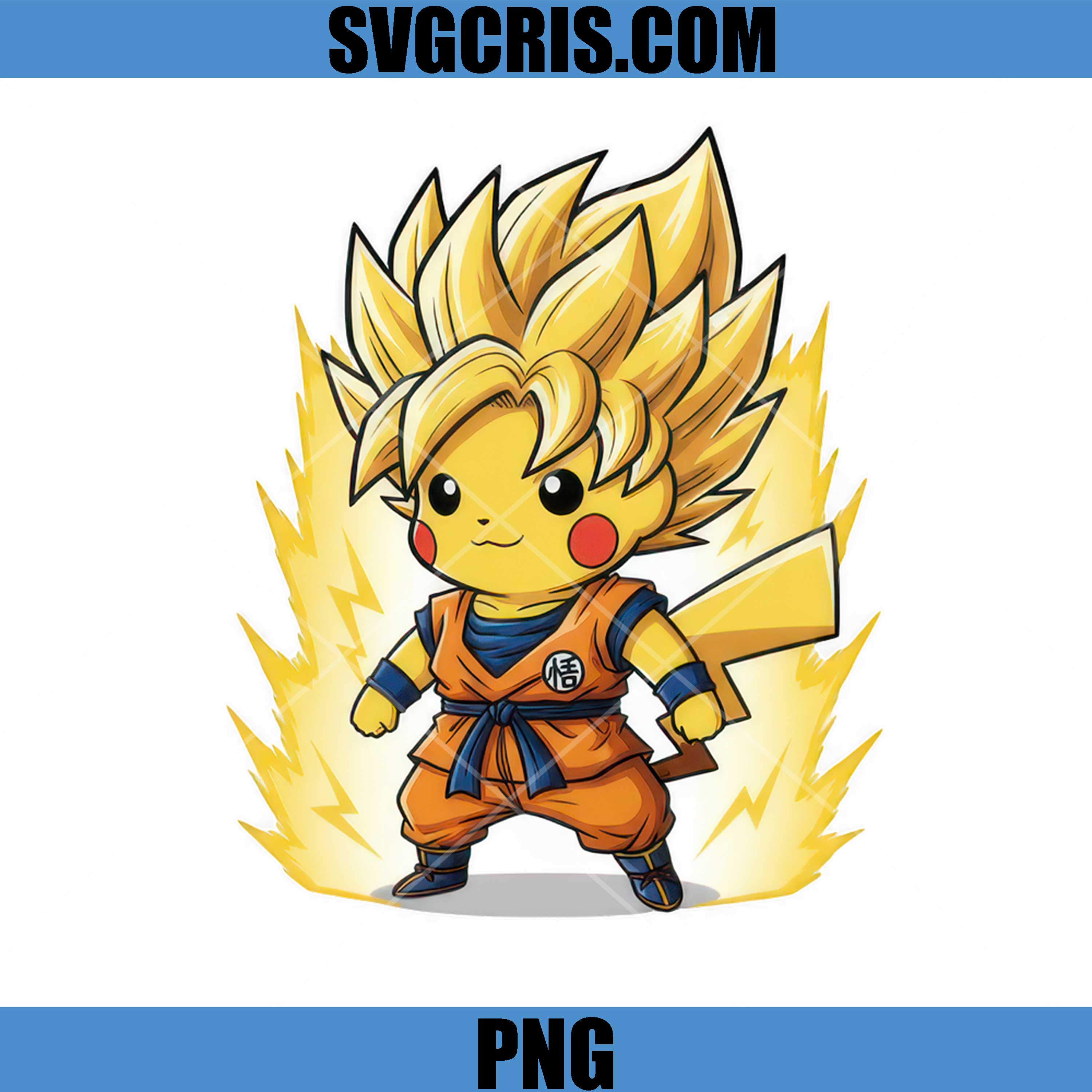 Super Saiyan Pikachu PNG, Anime Electric Mouse Warrior Parody Design PNG