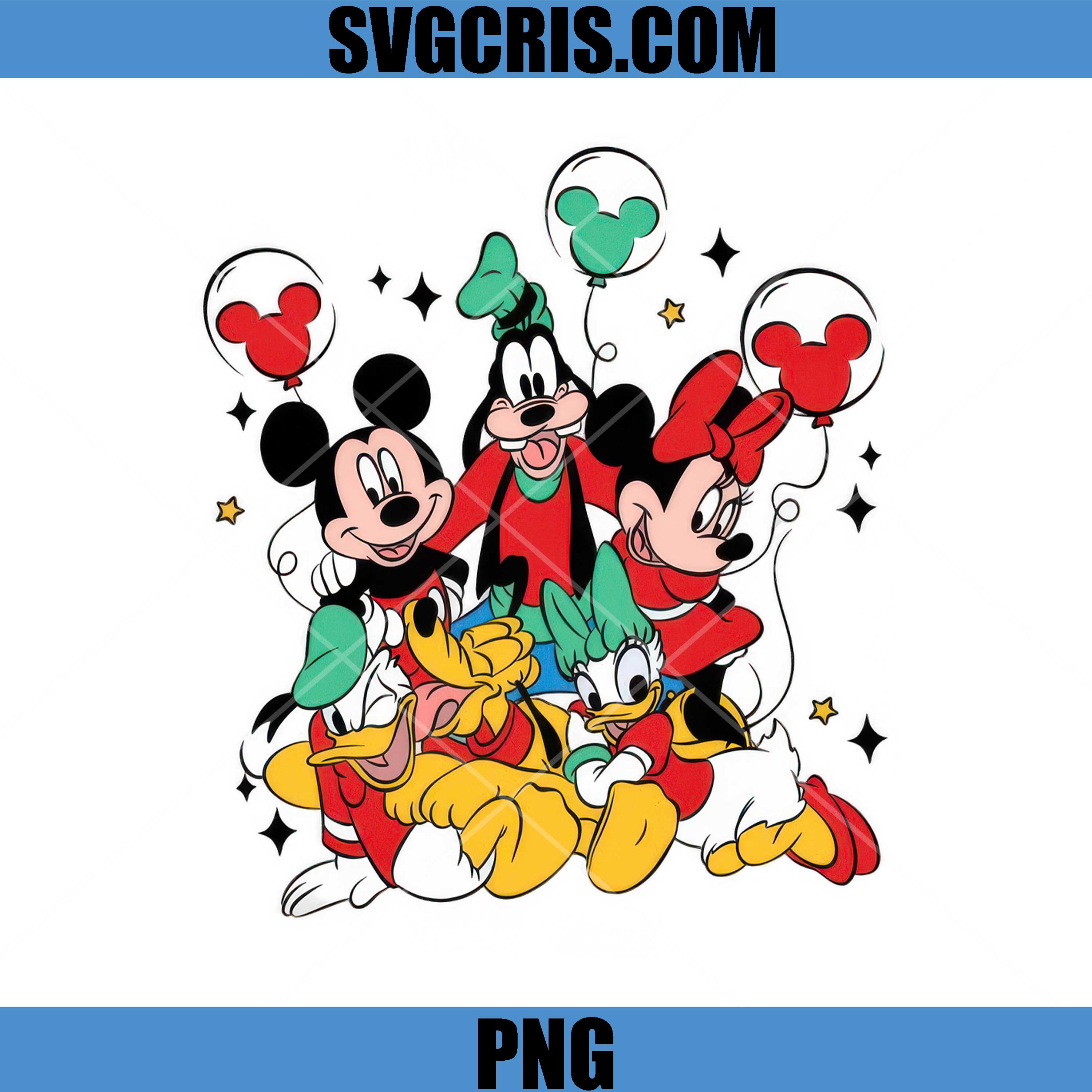 Mickey Minnie Goofy Donald Daisy Balloons PNG, Disney Friends PNG