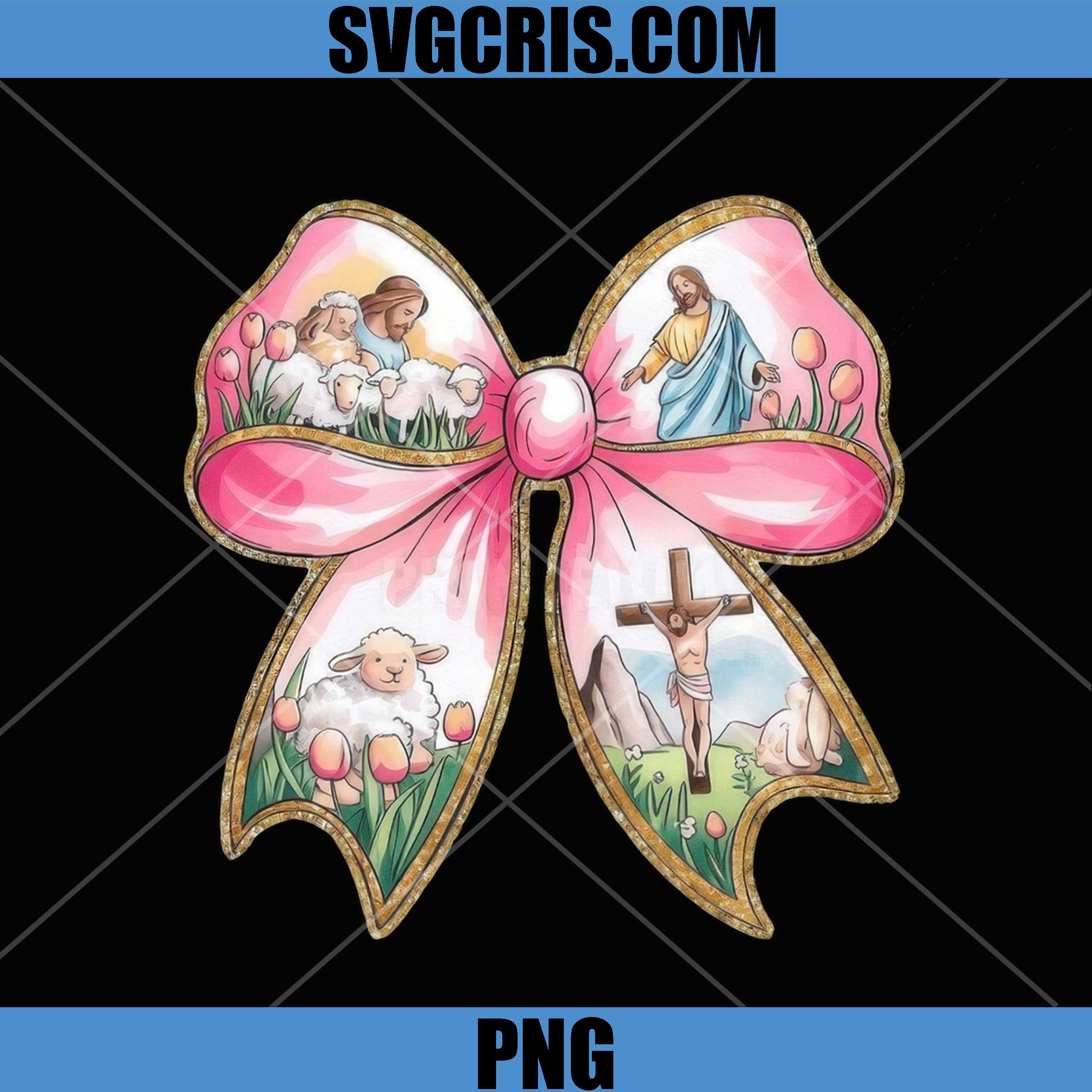 Jesus Easter Bow With Lamb PNG, Christian Cross Bow PNG