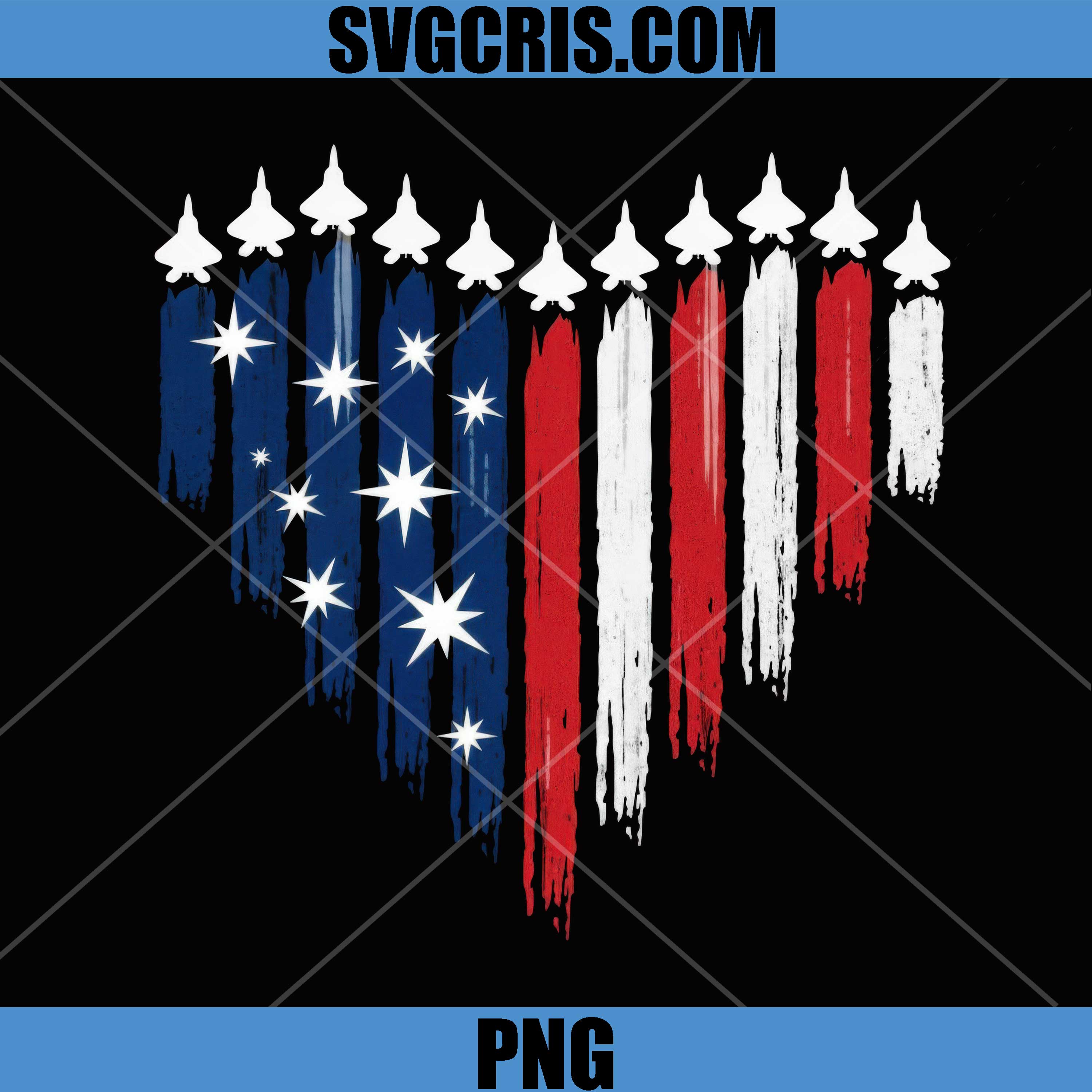 American Flag Fighter Jets Heart PNG, Patriotic Air Force PNG

