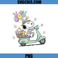 Snoopy Easter Scooter With Eggs Basket PNG, Cute Easter Snoopy PNG