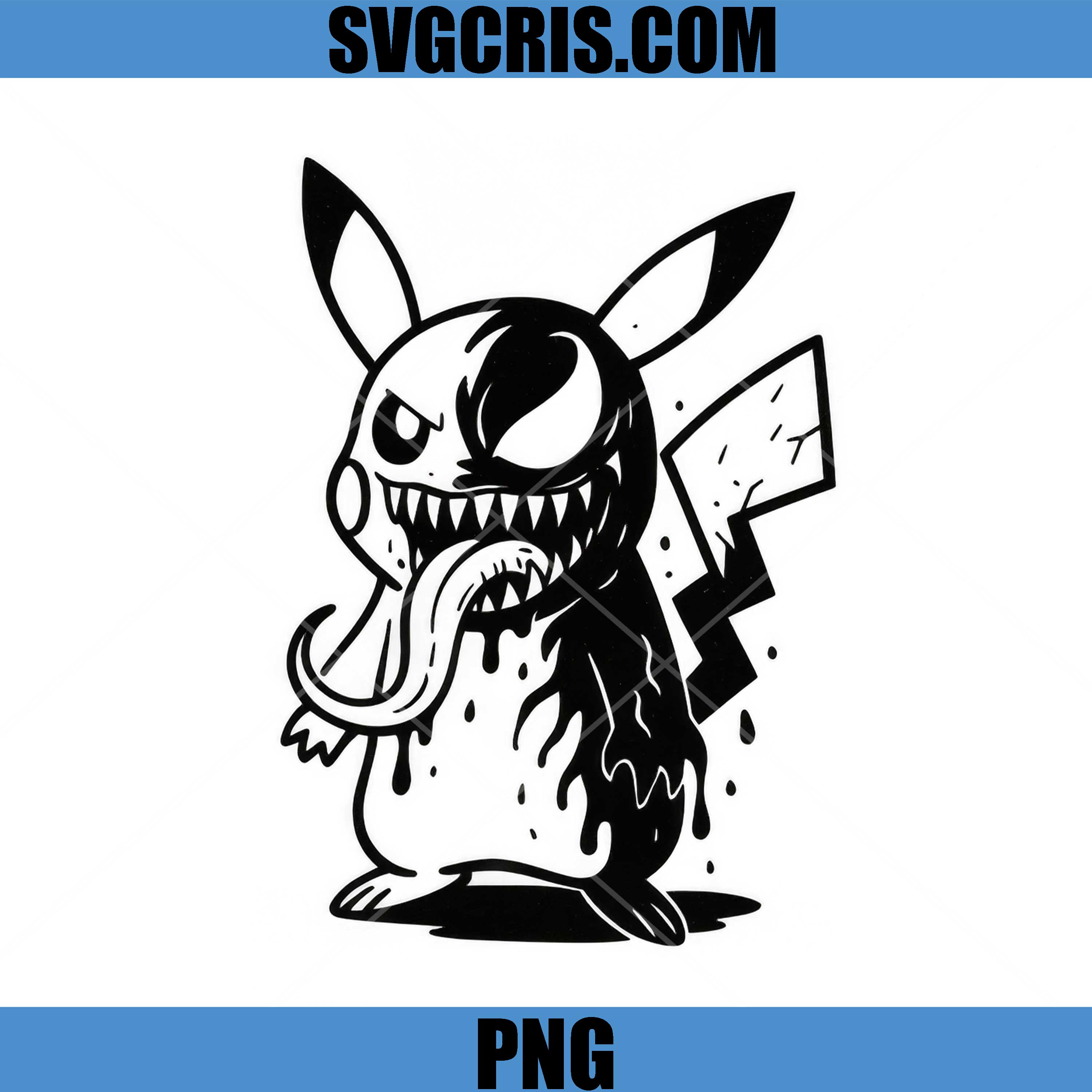 Venom Pikachu Dark Horror Design PNG, Creepy Pokemon Art PNG