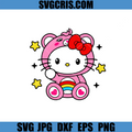 Adorable Kitty In Bear Suit SVG, Cute Kawaii Rainbow Kitty SVG